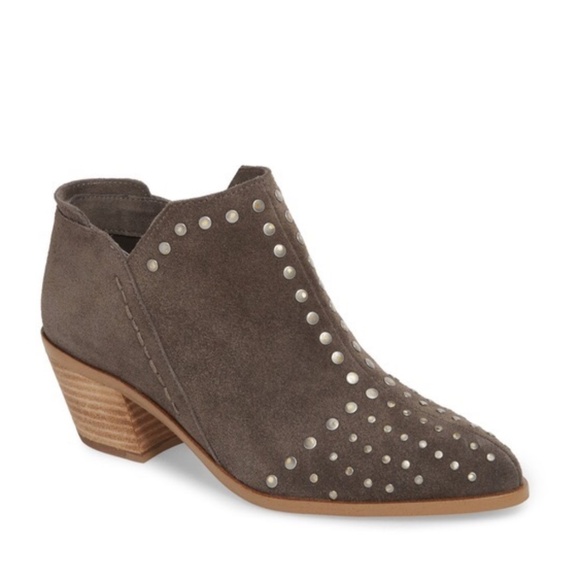 1. State Taupe Suede Studded Loka Ankle Booties - Picture 1 of 11